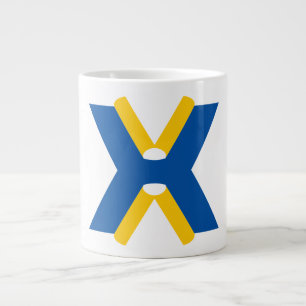 Blauw en Geel Letter X Monogram Grote Koffiekop