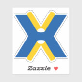 Blauw en Geel Letter X Monogram Sticker (Vel)