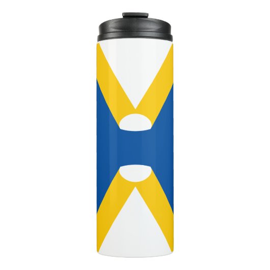 Blauw en Geel Letter X Monogram Thermosbeker (Voorkant)