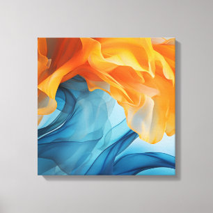Blauw en geel lint canvas afdruk