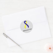 Blauw en Geel Lint Ondersteuning Bewustzijn Ronde Sticker (Envelop)