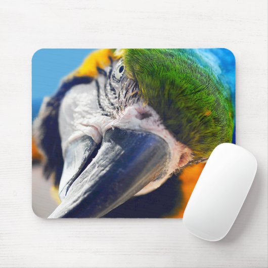 Blauw en geel Macaw Face sluiten Mousepad dicht Muismat (Met muis)