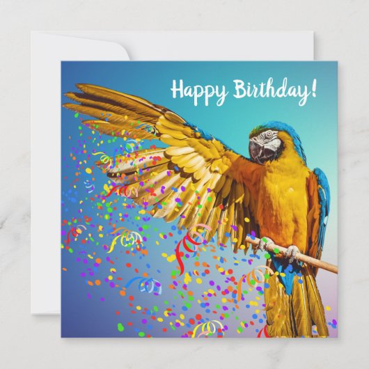 Blauw en geel Macaw Throws Confetti (Voorkant)