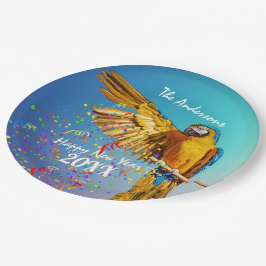 Blauw en geel Macaw Throws Confetti Papieren Bordje (Gekanteld)