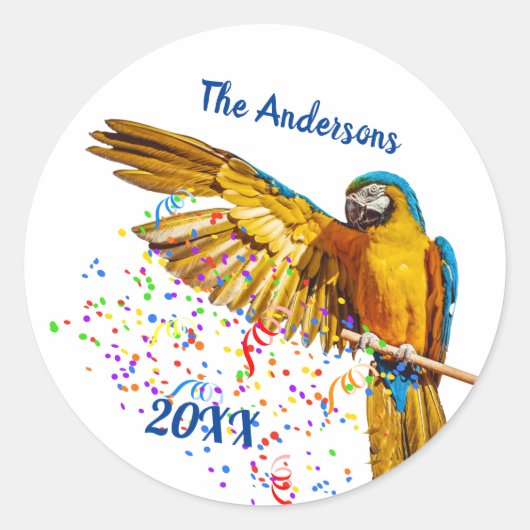 Blauw en geel Macaw Throws Confetti Ronde Sticker (Voorkant)