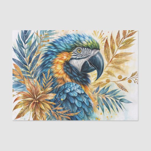Blauw en geel Macaw Waterverf Art Tissuepapier (Voorkant)