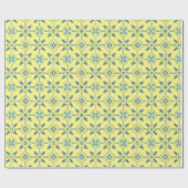 Blauw en geel Marokkaans Tile Patroon Cadeaupapier (Vlak)
