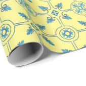 Blauw en geel Marokkaans Tile Patroon Cadeaupapier (Rol Hoek)