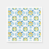 Blauw en geel mediterraan tegel papier servet (Voorkant)