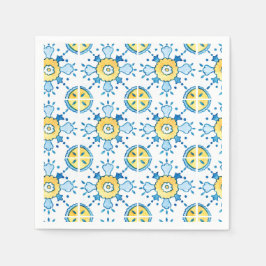 Blauw en Geel Mediterraan Tegeltje Papieren Servet
