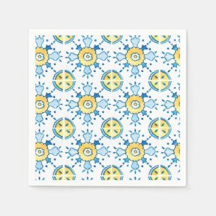 Blauw en Geel Mediterraan Tegeltje Papieren Servet