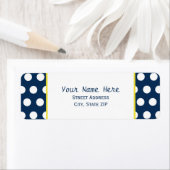 Blauw en geel met Polka Dots Adreslabel Etiket (Insitu)
