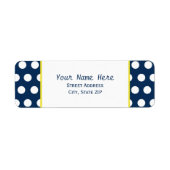 Blauw en geel met Polka Dots Adreslabel Etiket (Voorkant)