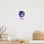 Blauw en geel met Poster tekst - Lion Print! (Keuken)