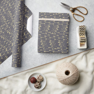 blauw en geel minimalistisch boho pijlpatroon cadeaupapier