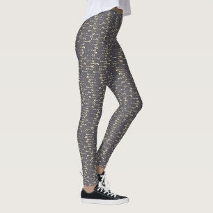 blauw en geel minimalistisch boho pijlpatroon leggings