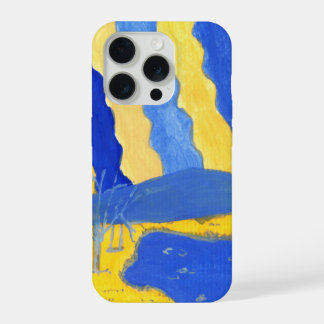 Blauw en Geel Minimalistisch Landschap Hoesje iPhone 15 Pro Case