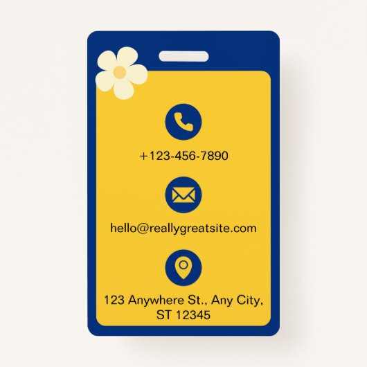 Blauw en Geel Minimalistische Thuisschool ID-kaart Badge (Achterkant)