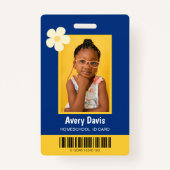 Blauw en Geel Minimalistische Thuisschool ID-kaart Badge (Voorkant)