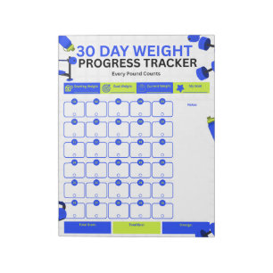 Blauw en Geel Moderne Gewichtsverlies Planner Trac Notitieblok