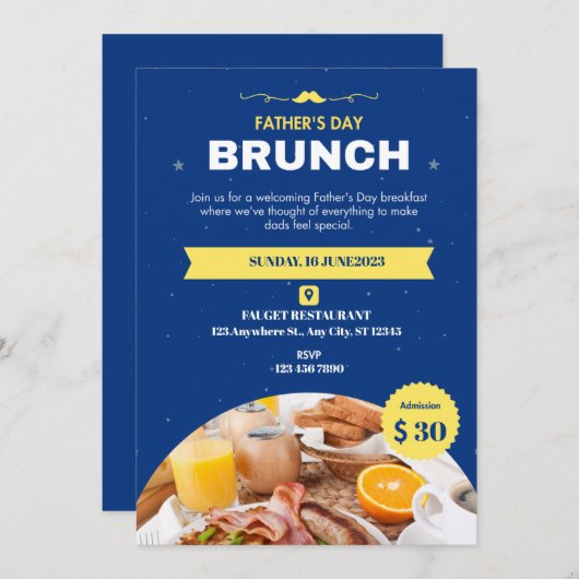 Blauw en Geel Moderne Vaderdag Kaart (Voorkant / Achterkant)