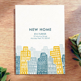 Blauw en Geel nieuw huis cartoon stad Kaart