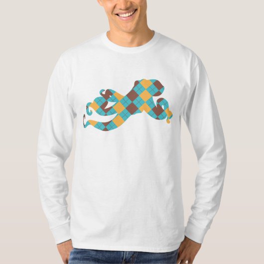 Blauw en geel octopus t-shirt (Voorkant)