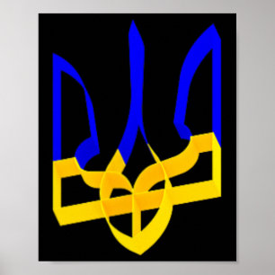 Blauw En Geel Oekraïne Wapen Gerfalc Trilobiet Poster