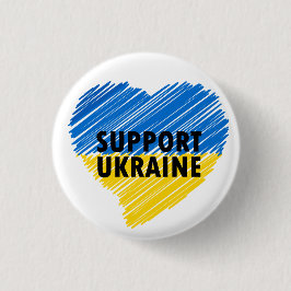 BLAUW EN GEEL ONDERSTEUNING UKRAINE HEART RONDE BUTTON 3,2 CM
