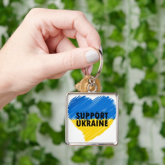 BLAUW EN GEEL ONDERSTEUNING UKRAINE HEART SLEUTELHANGER (Hand)