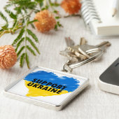 BLAUW EN GEEL ONDERSTEUNING UKRAINE HEART SLEUTELHANGER (Zijkant)