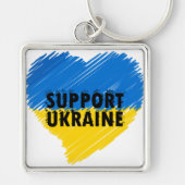 BLAUW EN GEEL ONDERSTEUNING UKRAINE HEART SLEUTELHANGER (Voorkant)