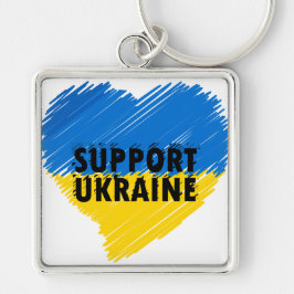 BLAUW EN GEEL ONDERSTEUNING UKRAINE HEART SLEUTELHANGER