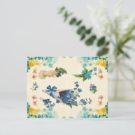 blauw en geel ontbindmiddel briefkaart (Staand voorkant)