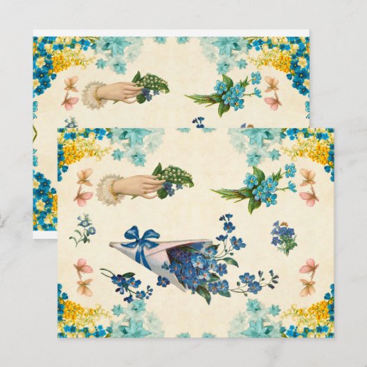 blauw en geel ontbindmiddel briefkaart (Voorkant / Achterkant)