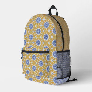 Blauw en geel ontwerp bedrukte rugzak