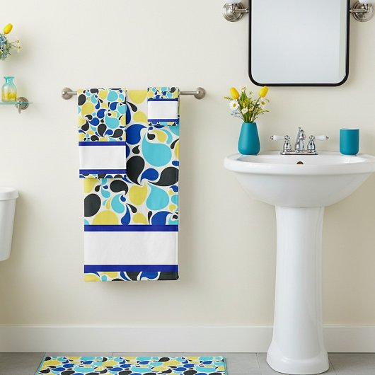 Blauw en geel paisley bad handdoek