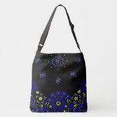 Blauw en Geel Paisley Bandanna Print Crossbody Tas (Achterkant)