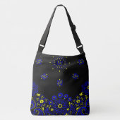 Blauw en Geel Paisley Bandanna Print Crossbody Tas (Voorkant)