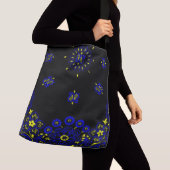 Blauw en Geel Paisley Bandanna Print Crossbody Tas (Dichtbij)