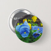 Blauw en Geel Pansy Floral Ronde Button 5,7 Cm (Voorkant /achterkant)