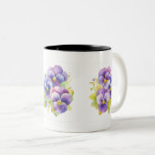 Blauw en geel Pansy Flowers Koffie Mok (Voorkant rechts)