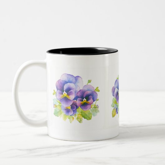 Blauw en geel Pansy Flowers Koffie Mok (Links)