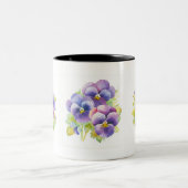 Blauw en geel Pansy Flowers Koffie Mok (Center)