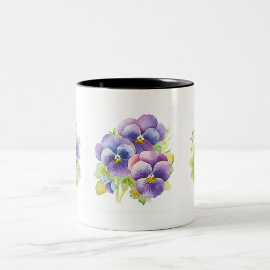 Blauw en geel Pansy Flowers Koffie Mok (Center)