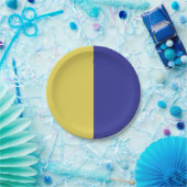 Blauw en geel papieren bordje (Feest)