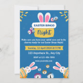 Blauw en geel Pasen Bingo Nachtuitnodiging Kaart (Voorkant)