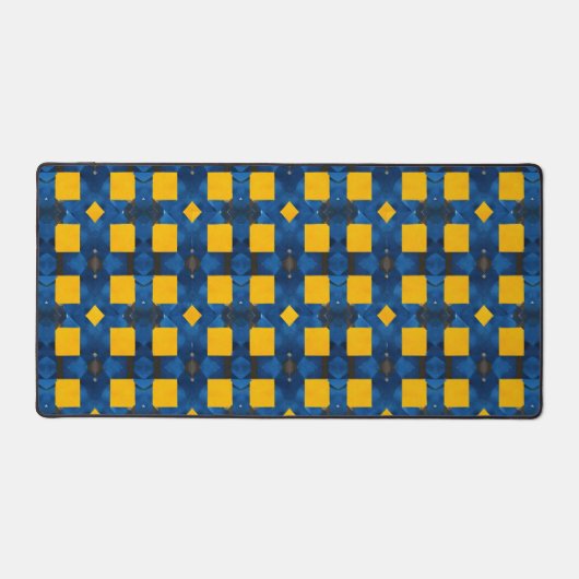 Blauw en geel patroon bureaumat (Voorkant)