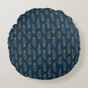 BLAUW- EN GEEL-PATROON CUSHION ROND KUSSEN