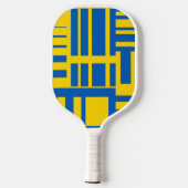 Blauw en geel patroon van het ontwerp van de kleur pickleball paddle (Achterkant)